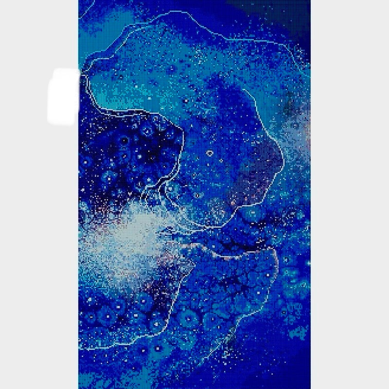 Blue abstract design mosaic mural