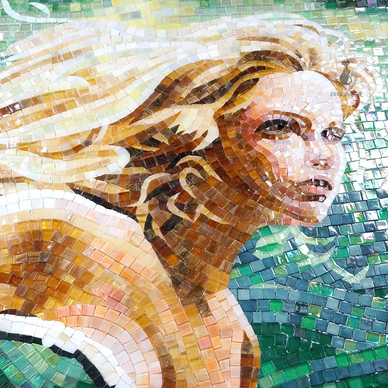 Custom Mermaid Mosaic Mural: Blonde Siren Glass Tile Wall Art
