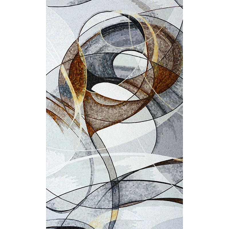 Luxury Abstract Flow Glass Mosaic Wall Mural - Earth Tones & Modern Lines
