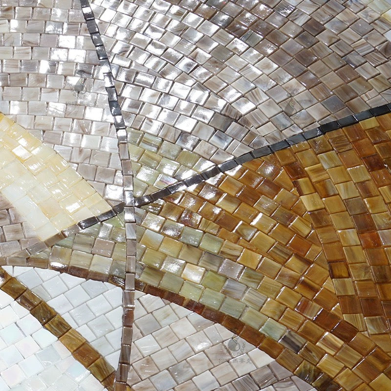 Luxury Abstract Flow Glass Mosaic Wall Mural - Earth Tones & Modern Lines