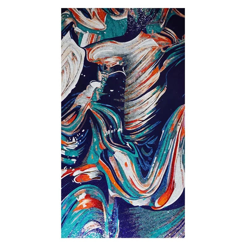 Abstract art mosaic mural with swirling colors