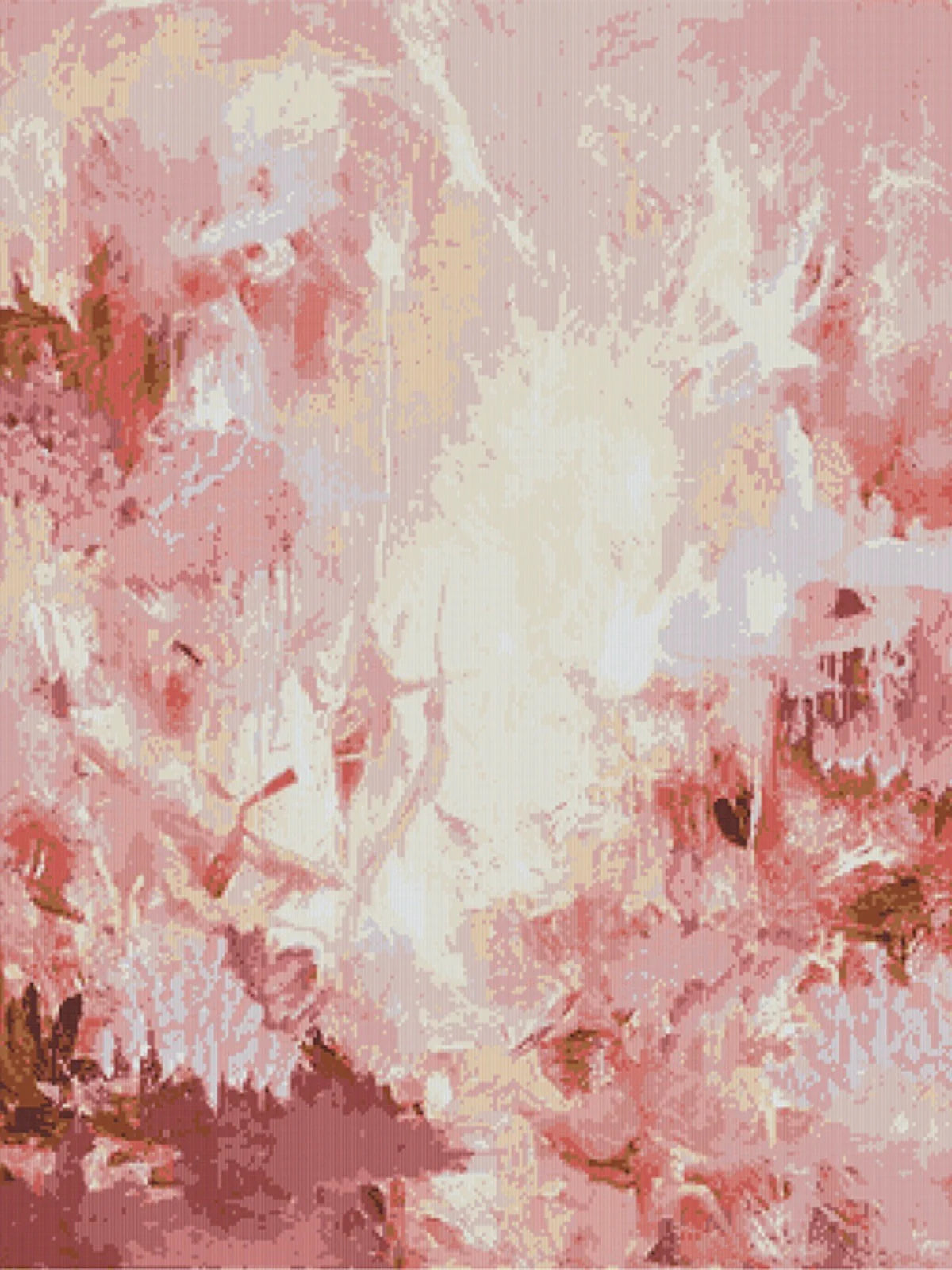 Abstract art with pink and white colors on a textured background