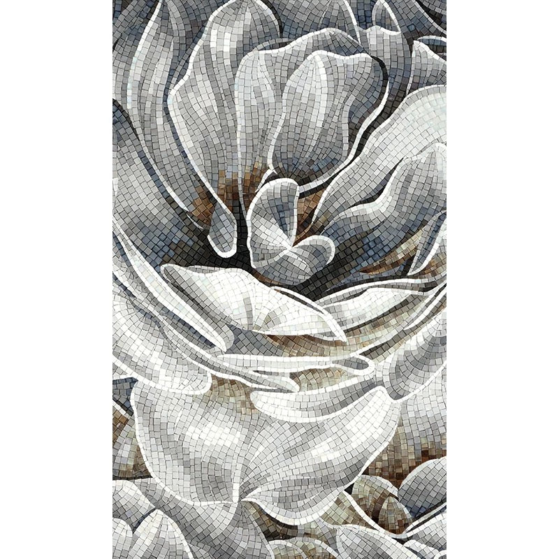 Custom Oversized Floral Mosaic Wall Mural - Luxurious Glass Art