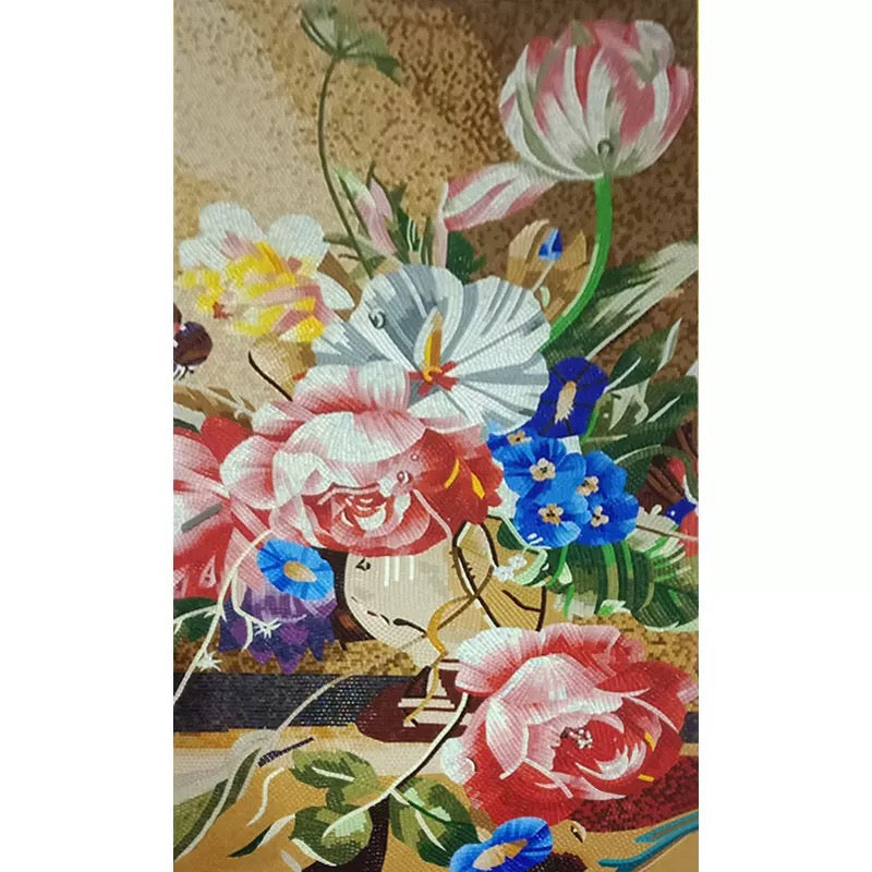 Custom Glass Mosaic Floral Mural: "Timeless Bloom"