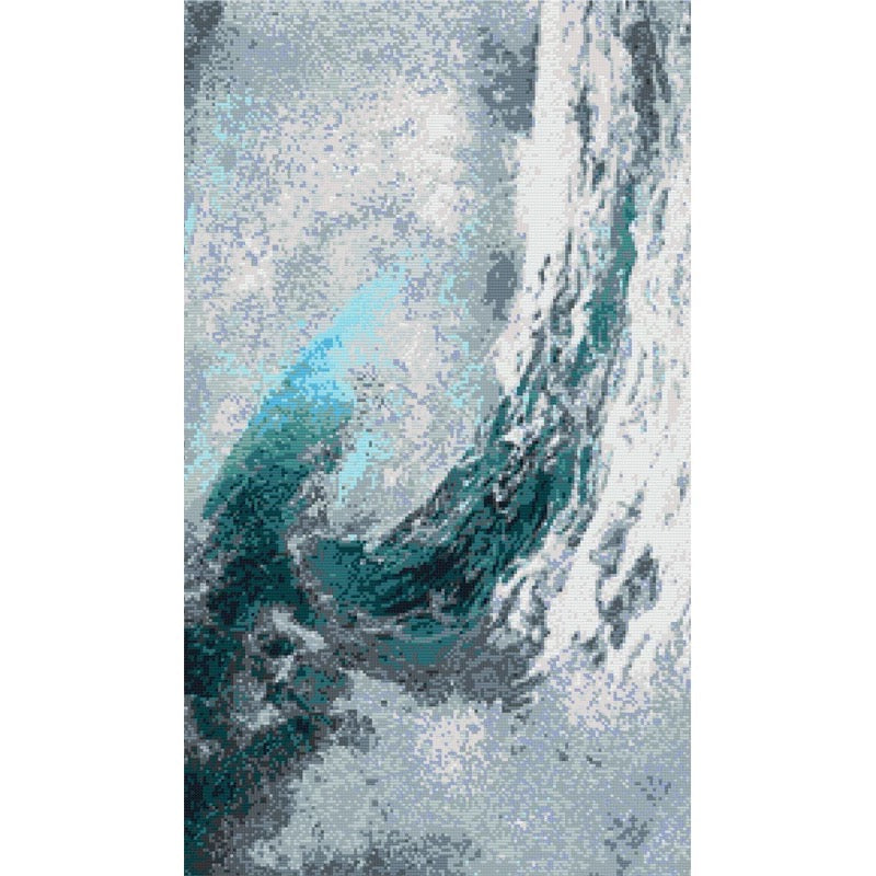 Abstract design with swirling blue and gray patterns on a textured background