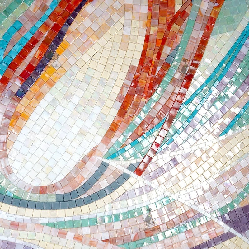 Colorful mosaic pattern with various shades of tiles
