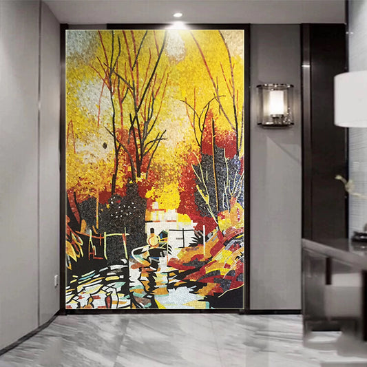 Custom Autumn Forest Glass Mosaic Mural | Vibrant Landscape Art Tile