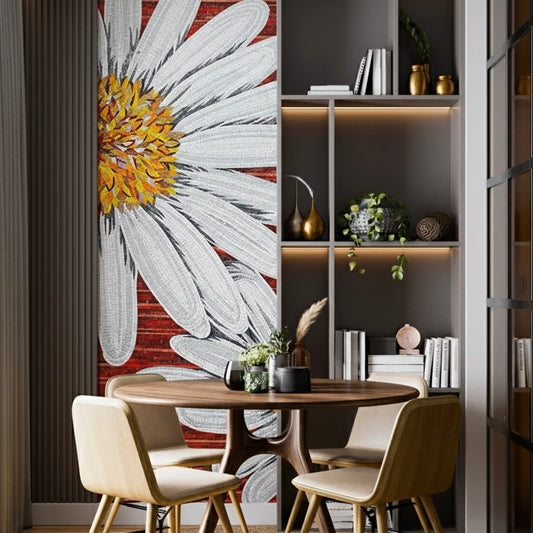 Custom Oversized Daisy Glass Mosaic Mural - Bold Floral Pop Art