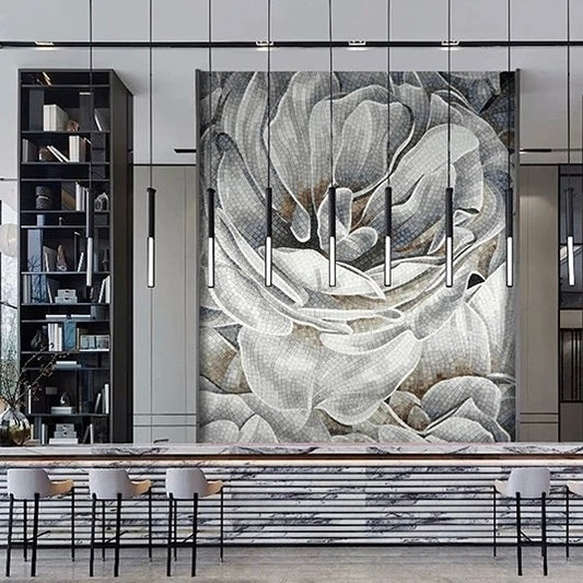 Custom Oversized Floral Mosaic Wall Mural - Luxurious Glass Art