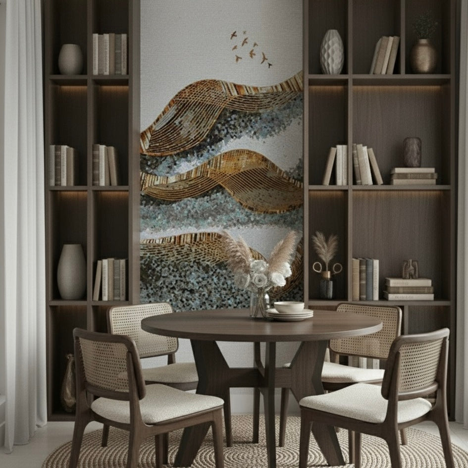 Dynamic Movement: The Abstract Wave Glass Mosaic Mural