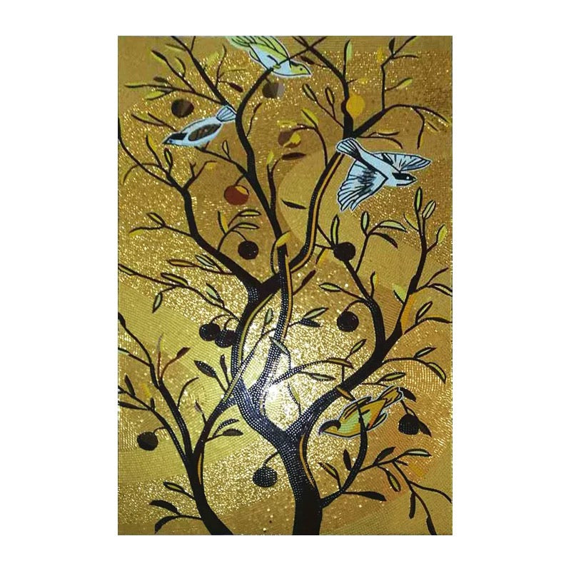 Custom Glass Mosaic Mural: "Gilded Tree of Life"
